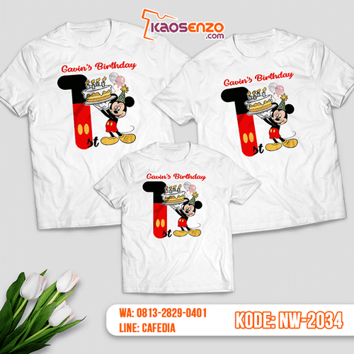Baju Kaos Couple Keluarga Mickey Minnie Mouse | Kaos Ultah Anak | Kaos Mickey Minnie Mouse - NW 2034