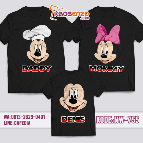 Baju Kaos Couple Keluarga | Kaos Family Custom Mickey & Minnie Mouse - NW 755