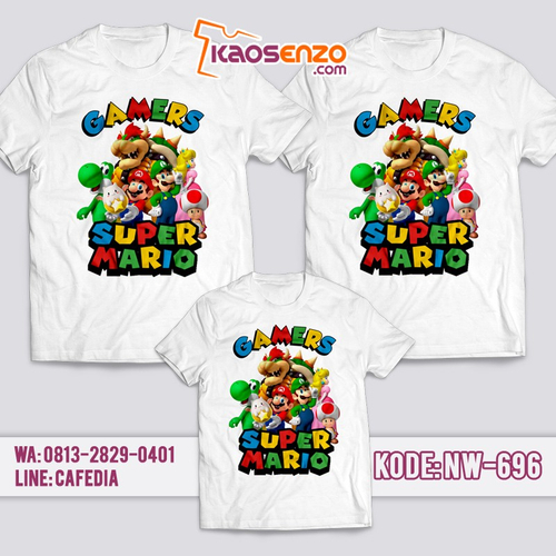 Baju Kaos Couple Keluarga | Kaos Family Custom Super Mario - NW 696
