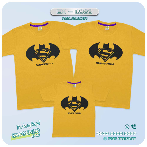 Baju Kaos Couple Keluarga Batman | Kaos Family Custom Superdad Supermom | Kaos Motif Batman - EH 1836