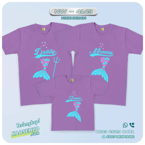 Baju Kaos Couple Keluarga Mermaid | Kaos Family Custom | Kaos Mermaid - NW 4149