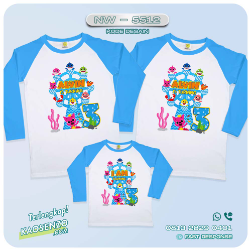 Baju Kaos Couple Keluarga Baby Shark | Kaos Family Custom | Kaos Baby Shark - NW 5512