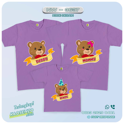 Baju Kaos Couple Keluarga Beruang | Kaos Family Custom | Kaos Beruang - NW 3637
