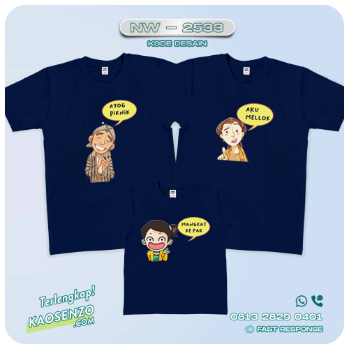 Baju Kaos Couple Keluarga | Kaos Family Custom Emoji-Stiker - NW 2533