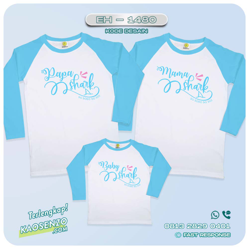 Baju Kaos Couple Keluarga Baby Shark| Kaos Custom Family Baby Sahrk| Kaos Motif Baby Shark - EH 1480