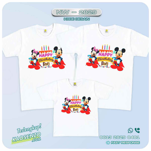Baju Kaos Couple Keluarga Mickey Minnie Mouse | Kaos Ultah Anak | Kaos Mickey Minnie Mouse - NW 2829