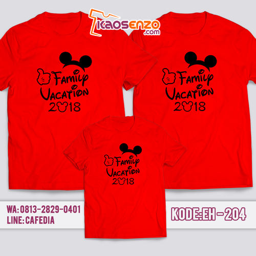 Baju Kaos Couple Keluarga | Kaos Family Custom Mickey & Minnie Mouse | Kaos Liburan Keluarga - EH 204