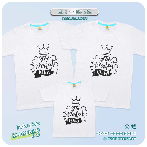 Baju Kaos Couple Keluarga | Kaos Couple Family Custom King Queen | Kaos Motif Crown - EH 1772