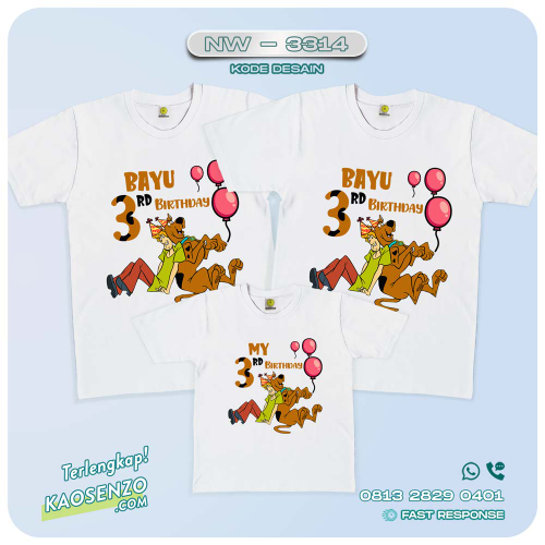 Baju Kaos Couple Keluarga Scooby Doo | Kaos Family Custom | Kaos Scooby Doo - NW 3314