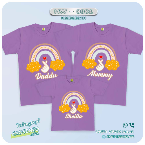 Baju Kaos Couple Keluarga Boho Rainbow | Kaos Family Custom | Kaos Boho Rainbow - NW 3901