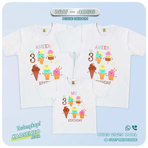Baju Kaos Couple Keluarga Ice Cream | Kaos Family Custom Es Krim | Kaos Ice Cream - NW 4066