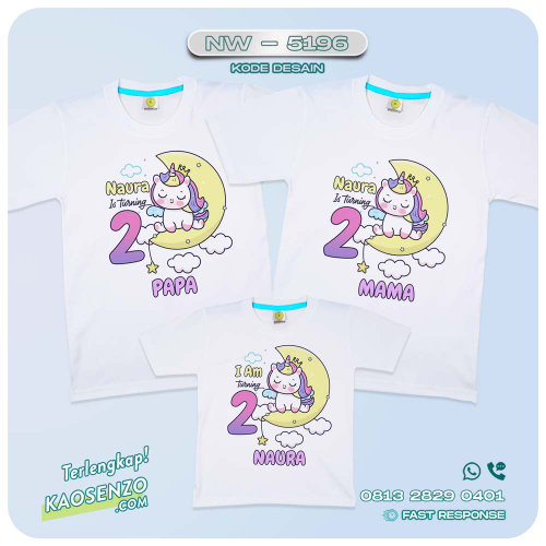 Baju Kaos Couple Keluarga Unicorn | Kaos Ultah Anak | Kaos Family Custom | Kaos Unicorn - NW 5196
