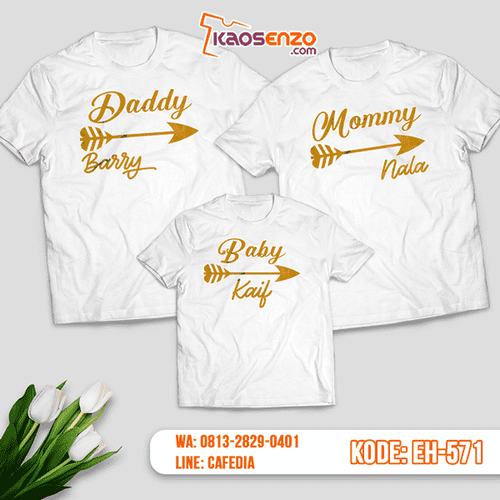 Baju Kaos Couple Keluarga | Kaos Family Custom Motif Nama - EH 571