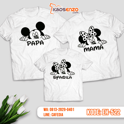 Baju Kaos Couple Keluarga | Kaos Family Custom Mickey Minnie Mouse - EH 522