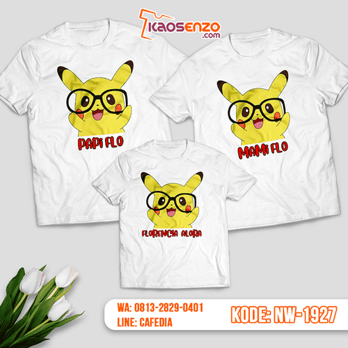 Baju Kaos Couple Keluarga Pikachu | Kaos Family Custom | Kaos Pikachu - NW 1927