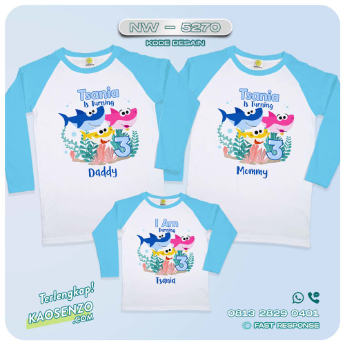 Baju Kaos Couple Keluarga Baby Shark | Kaos Family Custom | Kaos Baby Shark - NW 5270