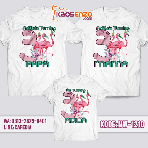 Baju Kaos Couple Keluarga Flamingo | Kaos Ultah Anak | Kaos Flamingo - NW 1210