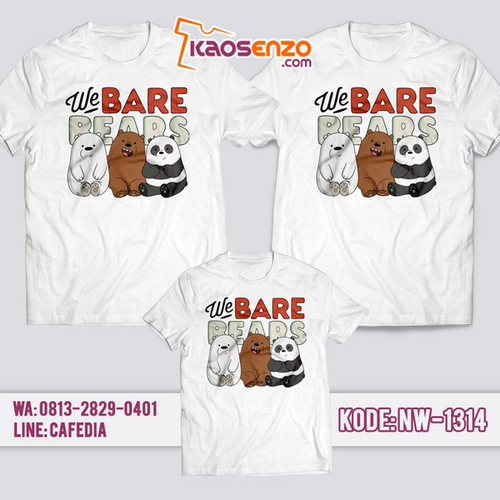 Baju Kaos Couple Keluarga Bare Bears | Kaos Family Custom | Kaos Bare Bears - NW 1314