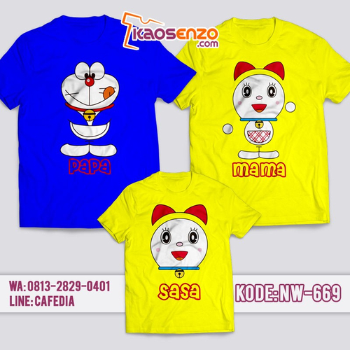 Baju Kaos Couple Keluarga | Kaos Family Custom Doraemon - NW 669