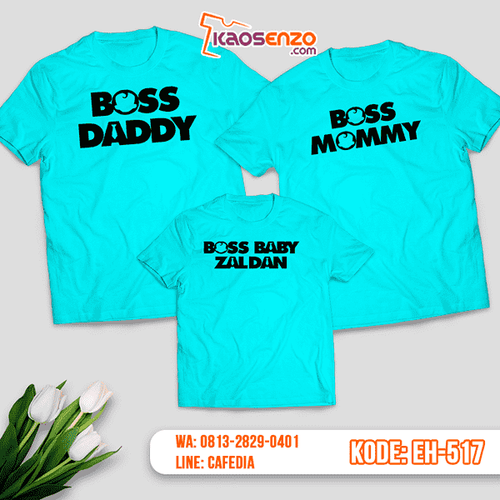 Baju Kaos Couple Keluarga | Kaos Family Custom Baby BOSS - EH 517