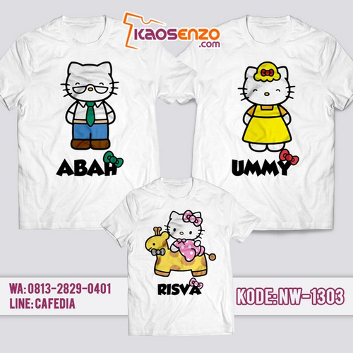 Baju Kaos Couple Keluarga Hello Kitty | Kaos Family Custom | Kaos Hello Kitty - NW 1303