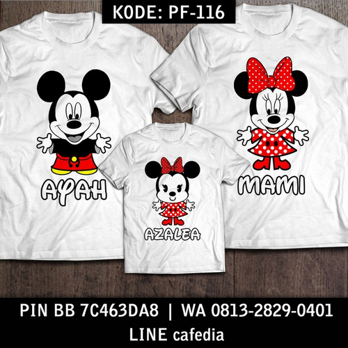 Baju Kaos Couple Keluarga | Kaos Family Custom Mickey & Minnie Mouse - PF 116