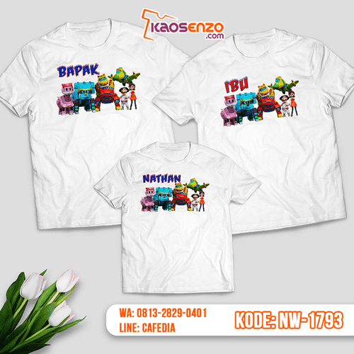 Baju Kaos Couple Keluarga Go Go Dino | Kaos Family Custom | Kaos Go Go Dino - NW 1793