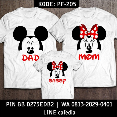 Baju Kaos Couple Keluarga | Kaos Family Custom Mickey & Minnie Mouse - PF 205