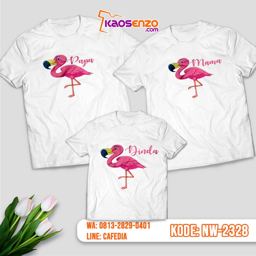 Baju Kaos Couple Keluarga Flamingo | Kaos Ultah Anak | Kaos Flamingo - NW 2328