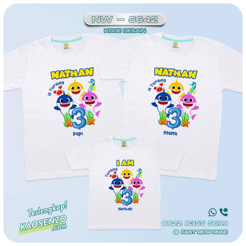 Baju Kaos Couple Keluarga Baby Shark | Kaos Family Custom | Kaos Baby Shark - NW 5642