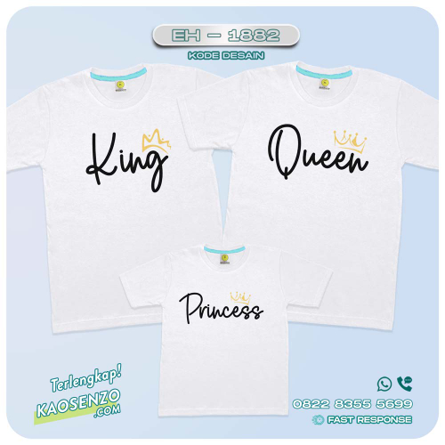 Baju Kaos Couple Keluarga | Kaos Couple Family Custom King Queen | Kaos Motif Crown - EH 1882