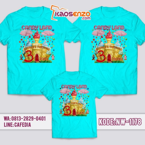 Baju Kaos Couple Keluarga Candy Land | Kaos Ulang Tahun Anak | Kaos Candy Land - NW 1178