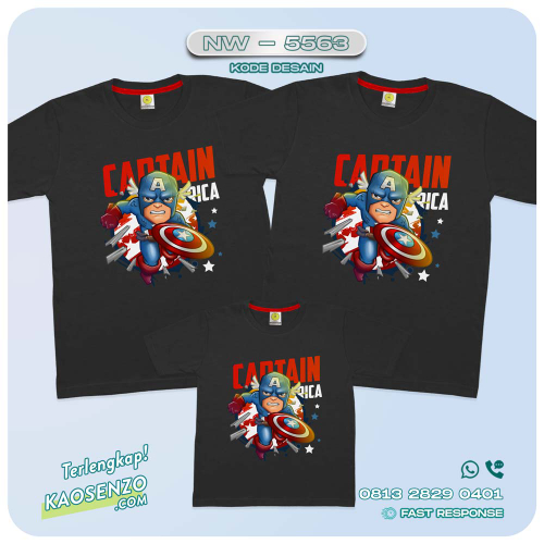 Baju Kaos Couple Keluarga Captain America | Kaos Family Custom | Kaos Captain America - NW 5563
