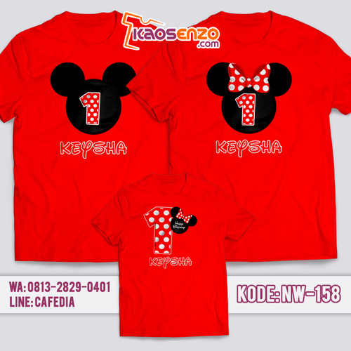 Baju Kaos Couple Keluarga | Baju Kaos Ultah Motif Mickey Mouse