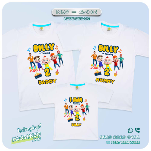 Baju Kaos Couple Keluarga Super Jojo | Kaos Ulang Tahun Anak Tema Super Jojo | Kaos Family Custom| Kaos Motif Super Jojo NW - 4506