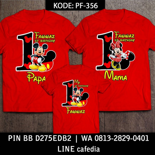 Kaos Couple Keluarga | Kaos Ulang Tahun Anak Mickey & Minnie Mouse - PF 356