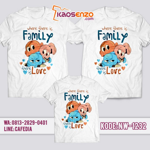 Baju Kaos Couple Keluarga Gumball | Kaos Family Custom | Kaos Gumball - NW 1232