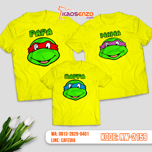 Baju Kaos Couple Keluarga Ninja Turtles | Kaos Family Custom | Kaos Ninja Turtles - NW 2159