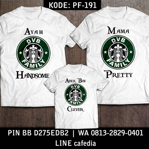 Baju Kaos Couple Keluarga | Kaos Family Custom Starbucks - PF 191