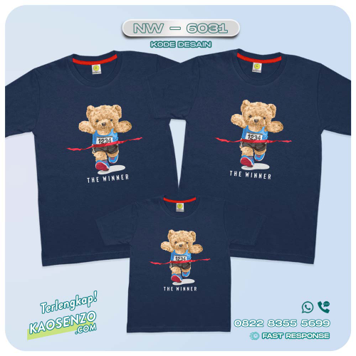 Baju Kaos Couple Keluarga Bear | Kaos Family Custom Bear | Kaos Beruang - NW 6031