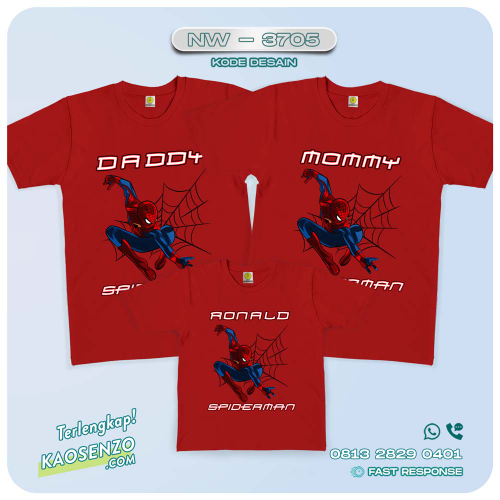 Kaos Couple Keluarga Spiderman | Kaos Ultah Anak | Kaos Spiderman - NW 3705