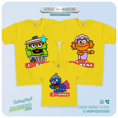 Kaos Couple Keluarga Elmo | Kaos Ulang Tahun Anak | Kaos Elmo - NW 3202
