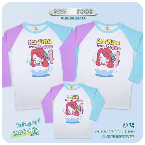 Baju Kaos Couple Keluarga Mermaid | Kaos Ultah Anak Mermaid | Kaos Mermaid - NW 6039