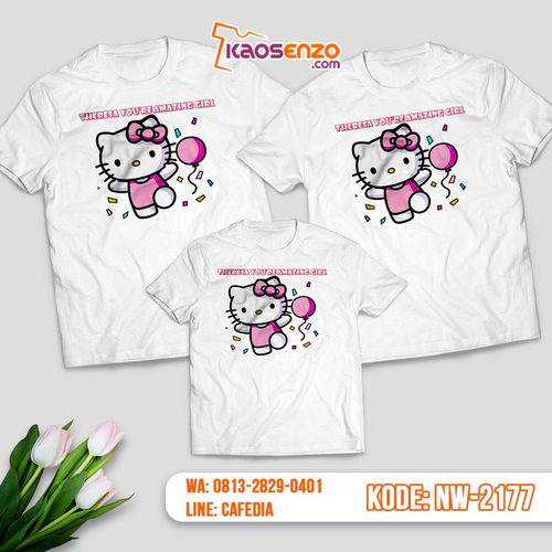 Baju Kaos Couple Keluarga Hello Kitty | Kaos Family Custom | Kaos Hello Kitty - NW 2177 