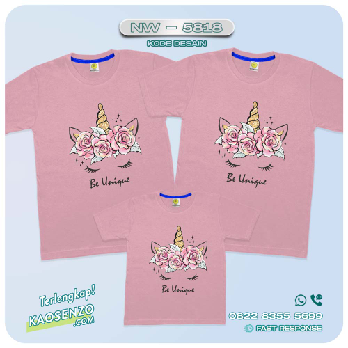 Baju Kaos Couple Keluarga Unicorn | Kaos Ultah Anak | Kaos Family Custom | Kaos Unicorn - NW 5818
