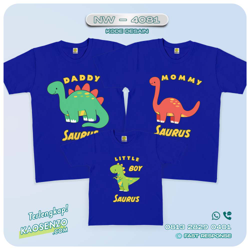 Baju Kaos Couple Keluarga Dinosaurus | Kaos Ultah Anak | Kaos Dinosaurus - NW 4081