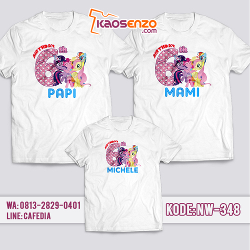 Kaos Couple Keluarga | Kaos Ulang Tahun Anak Little Pony - NW 348