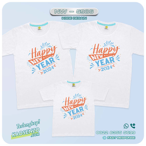 Baju Kaos Couple Keluarga Tahun Baru | Kaos Family Custom New Year 2024 | Kaos Motif Tahun Baru 2024 - NW 5986