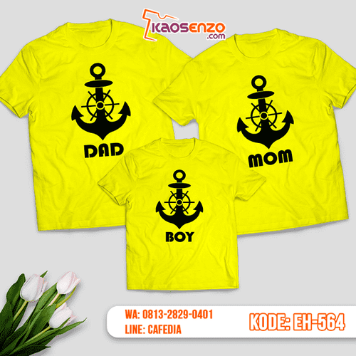Baju Kaos Couple Keluarga | Kaos Family Custom Motif Jangkar - EH 564