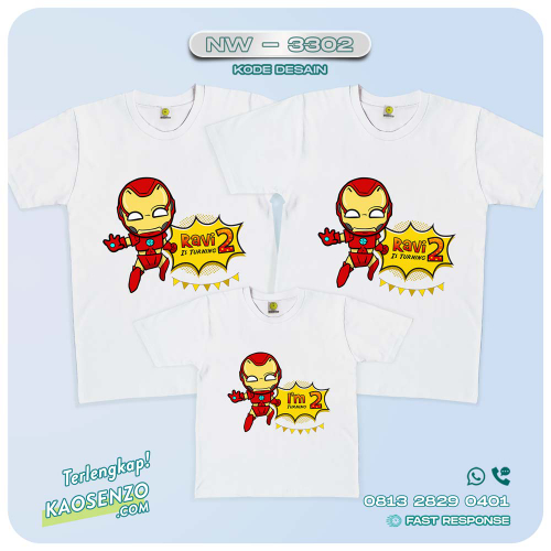 Baju Kaos Couple Keluarga | Kaos Family Custom | Kaos Iron Man - NW 3302